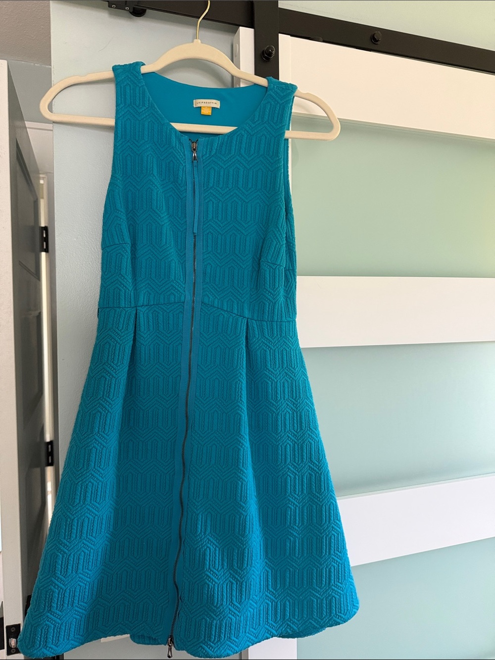leifsdottir Teal Zip-Front Fit & Flare Dress